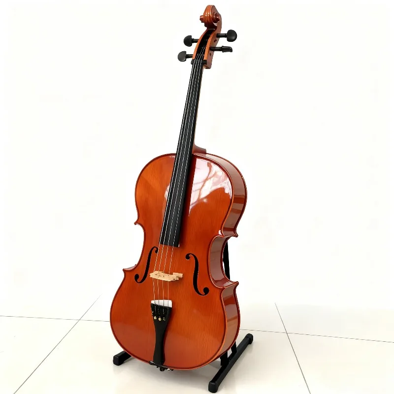 4/4 3/4 1/2  Gloss Spruce Cello Professional Antique Natural Stripes Maple Hand-craft Oil Varnishing Cello with Case Bow