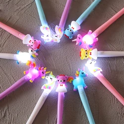 4pcs Gel Pen Unicorn Pen with LED Light Kawai Cute Girl Gel Ink Pen Luminous Pen School office Stationery Children's Stationery