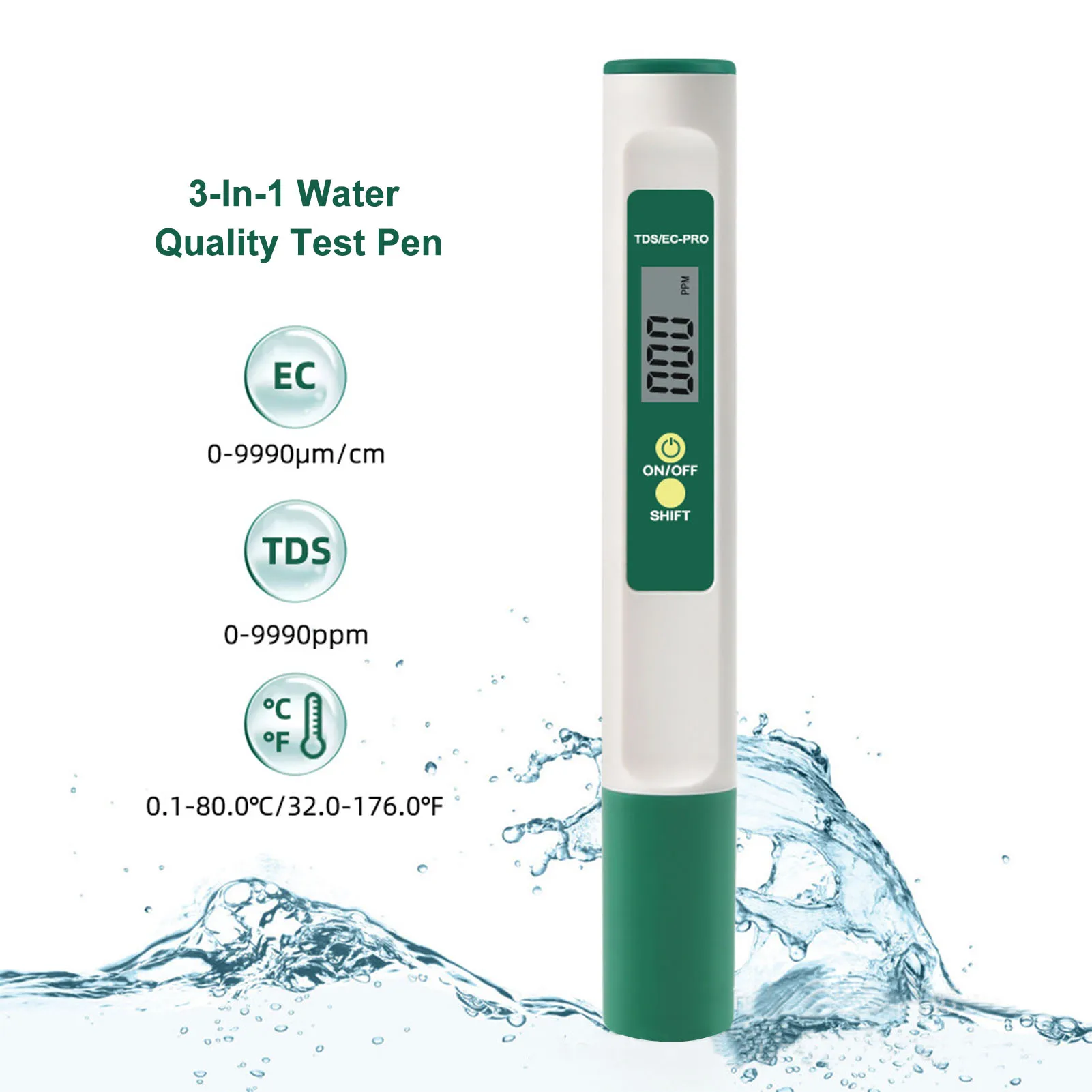 คุณภาพน้ำปากกา LCD เครื่องทดสอบคุณภาพน้ำ EC Meter น้ำดิจิตอลเครื่องทดสอบน้ำดื่มความเค็ม Dissolved Oxygen