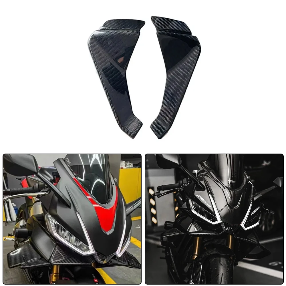 

Для Aprilia RS660 2021-2023 мотоцикл 100% углеродное волокно передний спойлер спортивный вниз давление голый крыло спойлер аксессуары