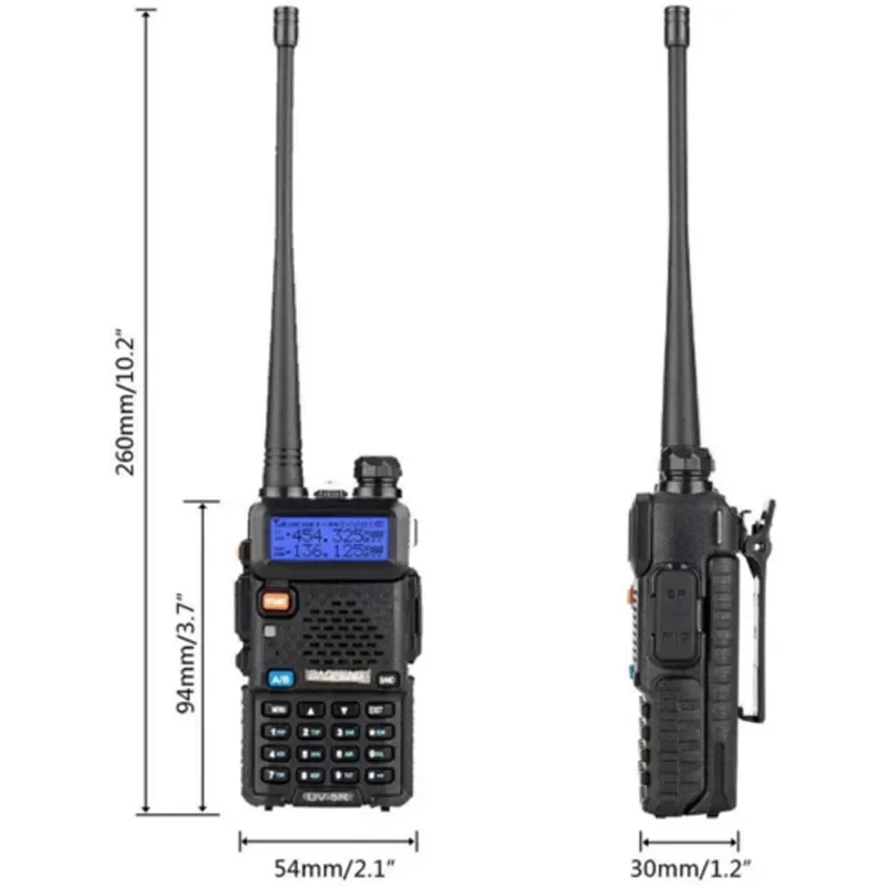 الأصلي Baofeng UV-5R عالية الطاقة 5 واط قوية اسلكية تخاطب طويلة المدى 10 كجم ثنائي النطاق اتجاهين راديو CB راديو الصيد المحمولة