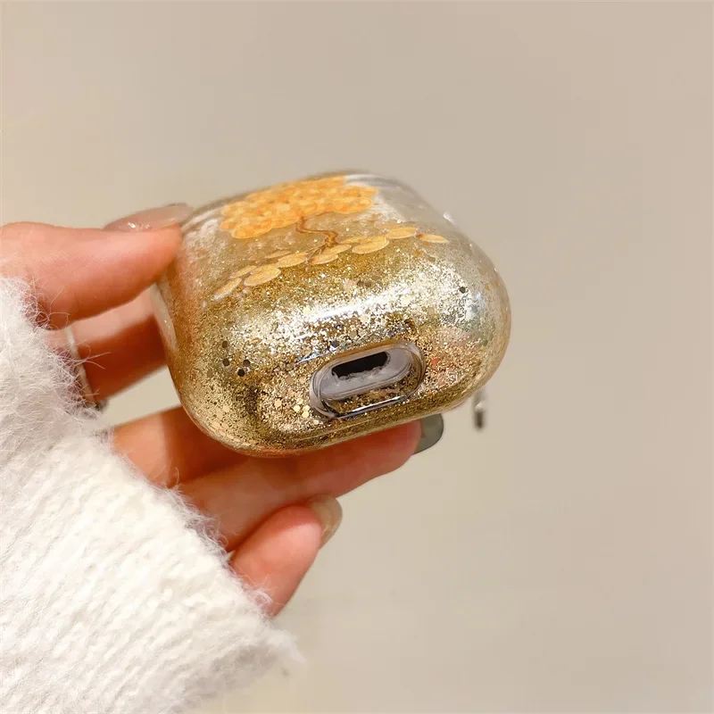 Custodia per sabbie mobili Money Tree per AirPods 4 Airpod 1 2 3 Pro Pro2 Auricolari Bluetooth Scatola di ricarica Custodia protettiva per auricolari