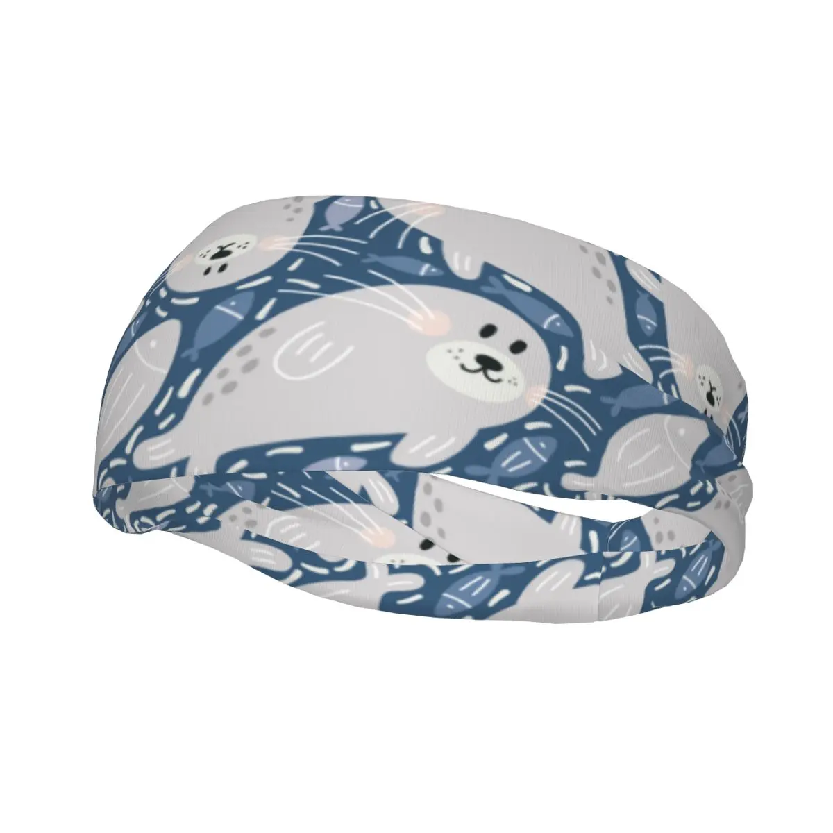 

Спортивная повязка на голову с милым принтом тюленя, впитывающая пот, для фитнеса, велоспорта и бега