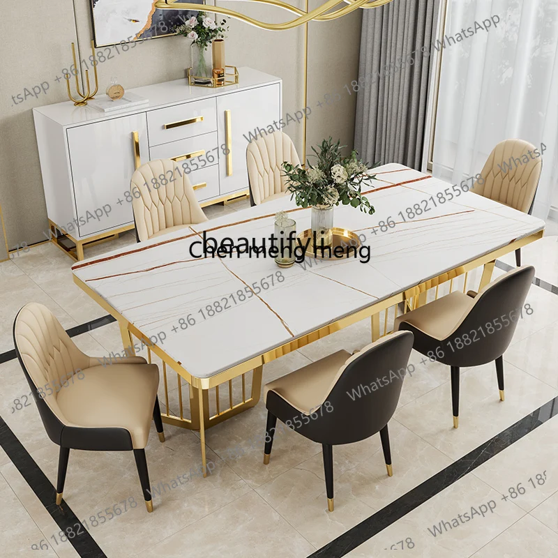 Y183Light luxury dining table and chair combination marble small apartment modern simple rectangular Nordic home