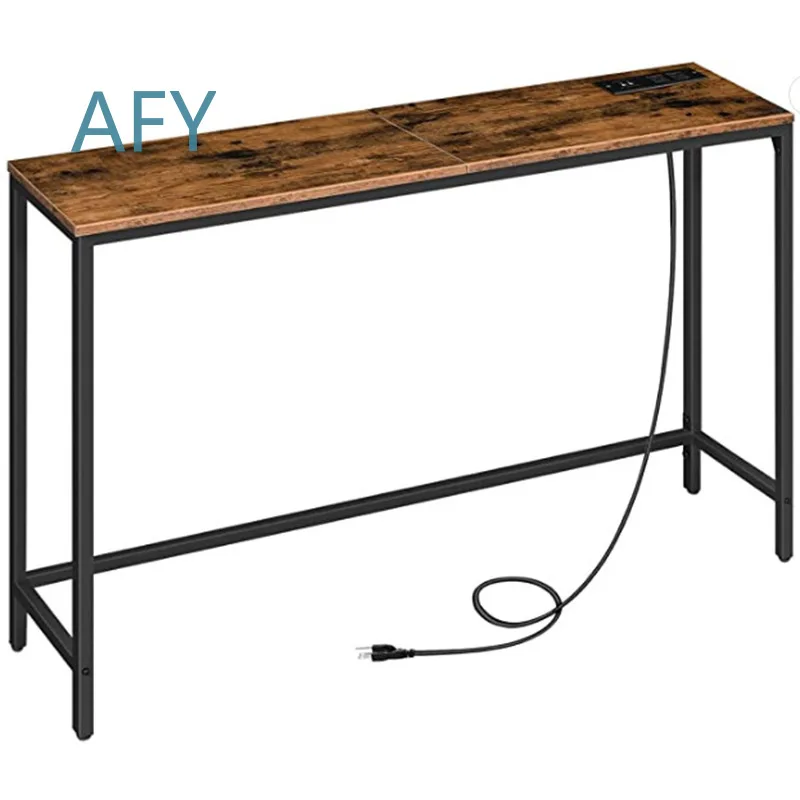 Nordic Minimalist Entryway Iron Wood Sofa Back Shelf Hallway Narrow Gap Side Table for Living Room for Modern Home Decor