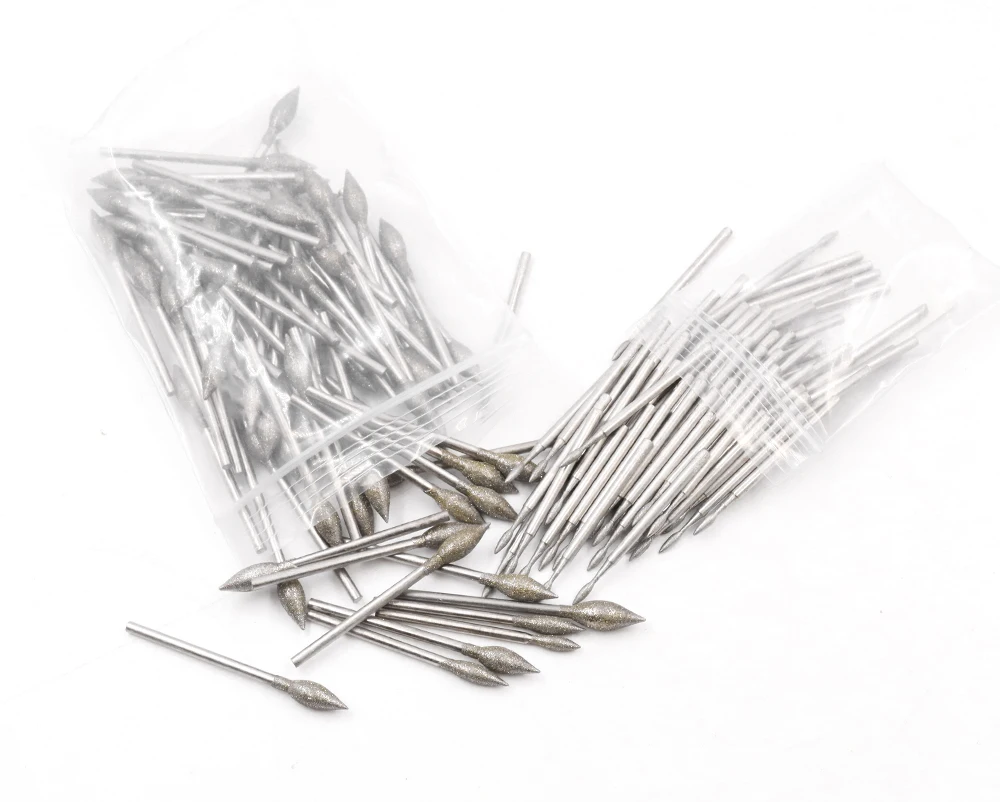 50/100 stücke J typ schaft 2,35mm Diamant Schleifen Grat Zähne Schleifen Bits Schleifen Punkt Jade stein Peeling Polieren Bits – Detail 1