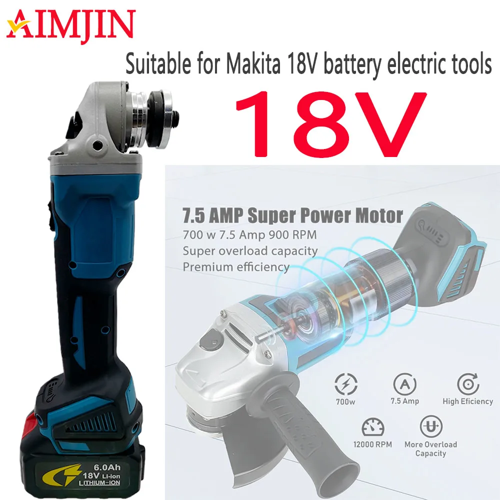 For Makita 18V battery, brushless electric angle grinder, rechargeable cutting machine, DGA402 18V polishing machine