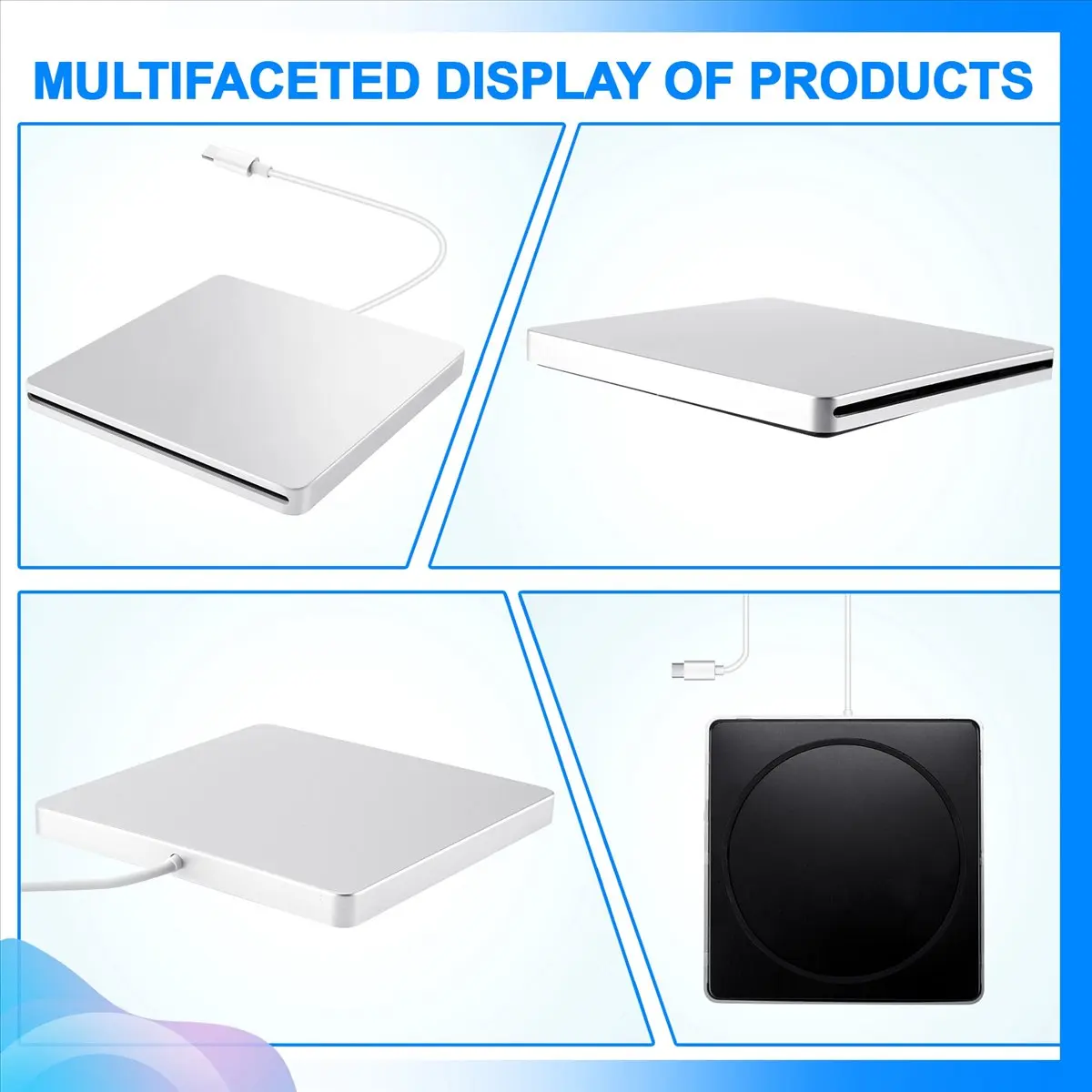 A14M USB External CD/DVD Drive Type C Portable Drive-Free CD Players for Laptop PC ,Silver