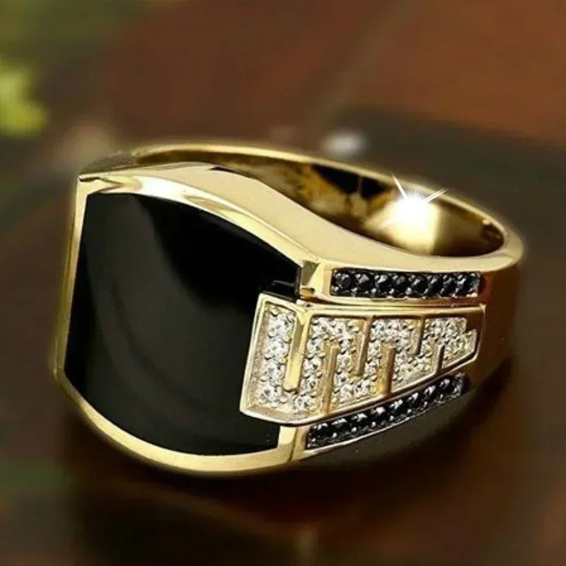 Metal Glossy Rings for Men Geometric Width Signet Square Finger Punk Style Fashion Ring Jewelry Accessories Wholesale