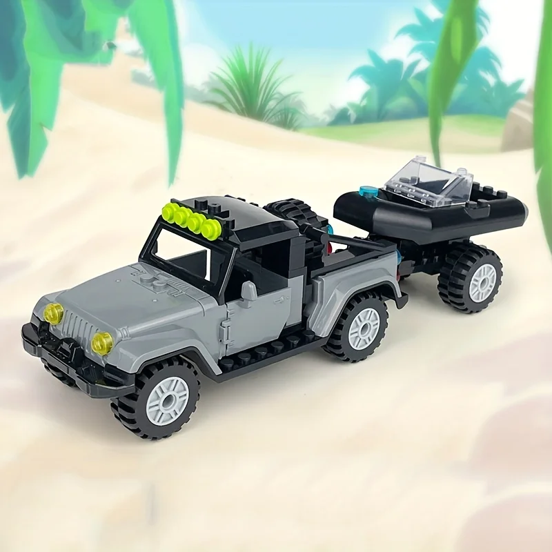 

88pcs Grey Battle Axe Pickup Truck Car Simulative Model Small Educational Assembled Building Block Toy Gift