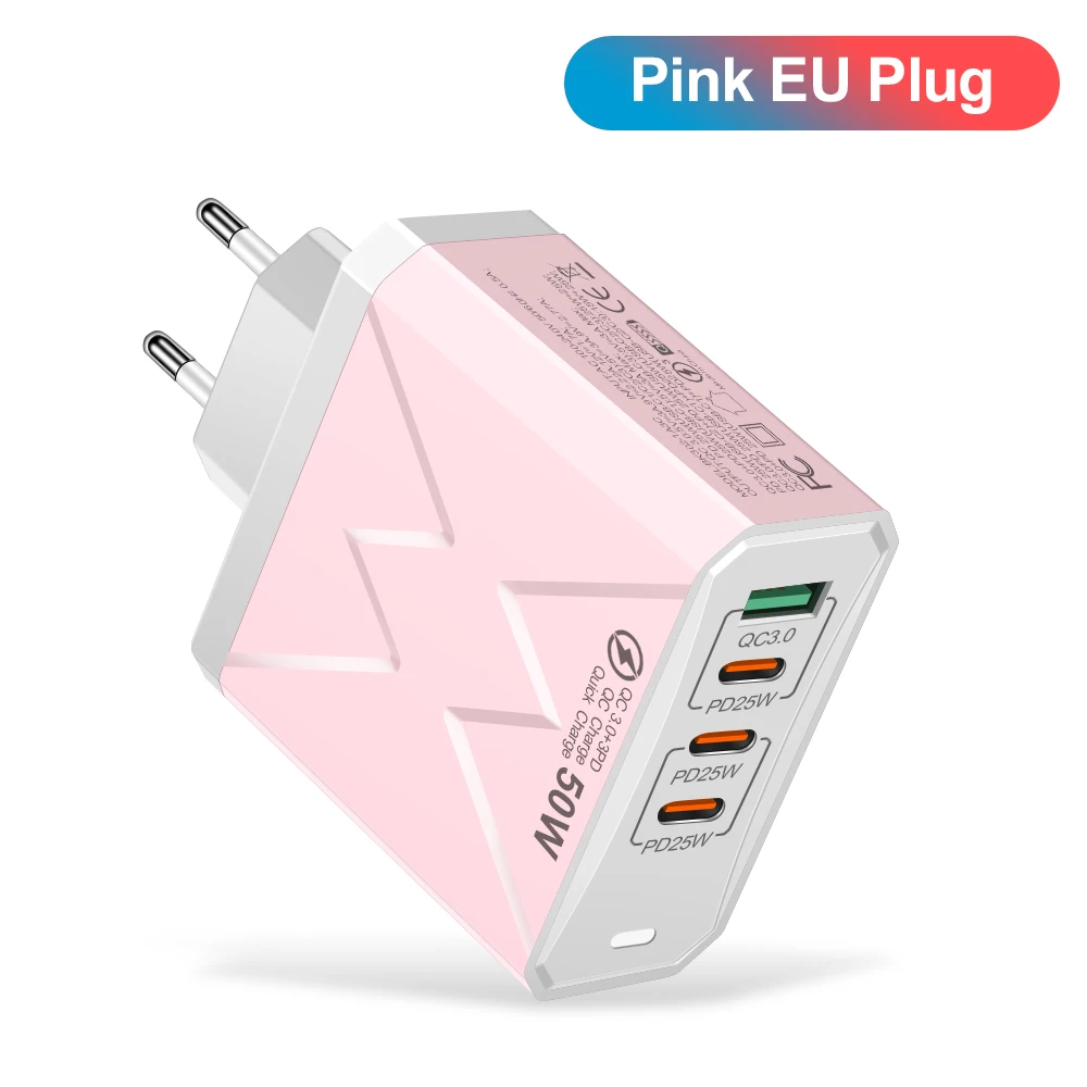 GUSEYEE Insgesamt 100 W 4 Ports Ladegerät USB Schnellladung 3.0 Handy-Wandadapter für iPhone Samsung Xiaomi Huawei Schnellladung 9