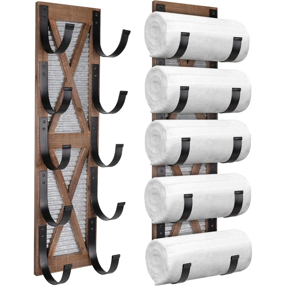 

Farmhouse Style Towel and Wine Rack for Rustic Bathroom Decor