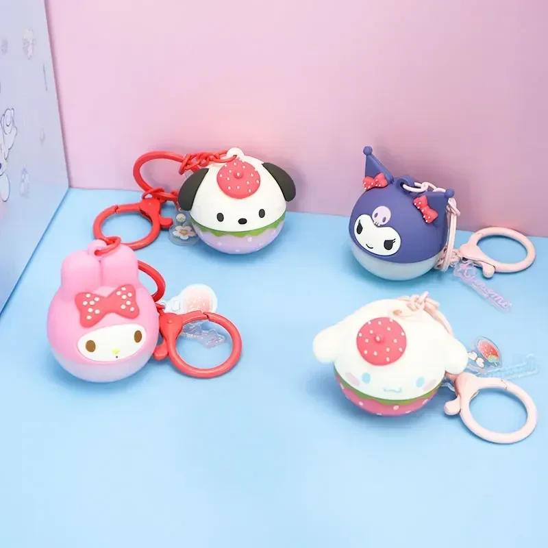 Miniso sanrio personagens morango temporada série led luminoso pingente chaveiro saco de escola decoração presente aniversário kawaii