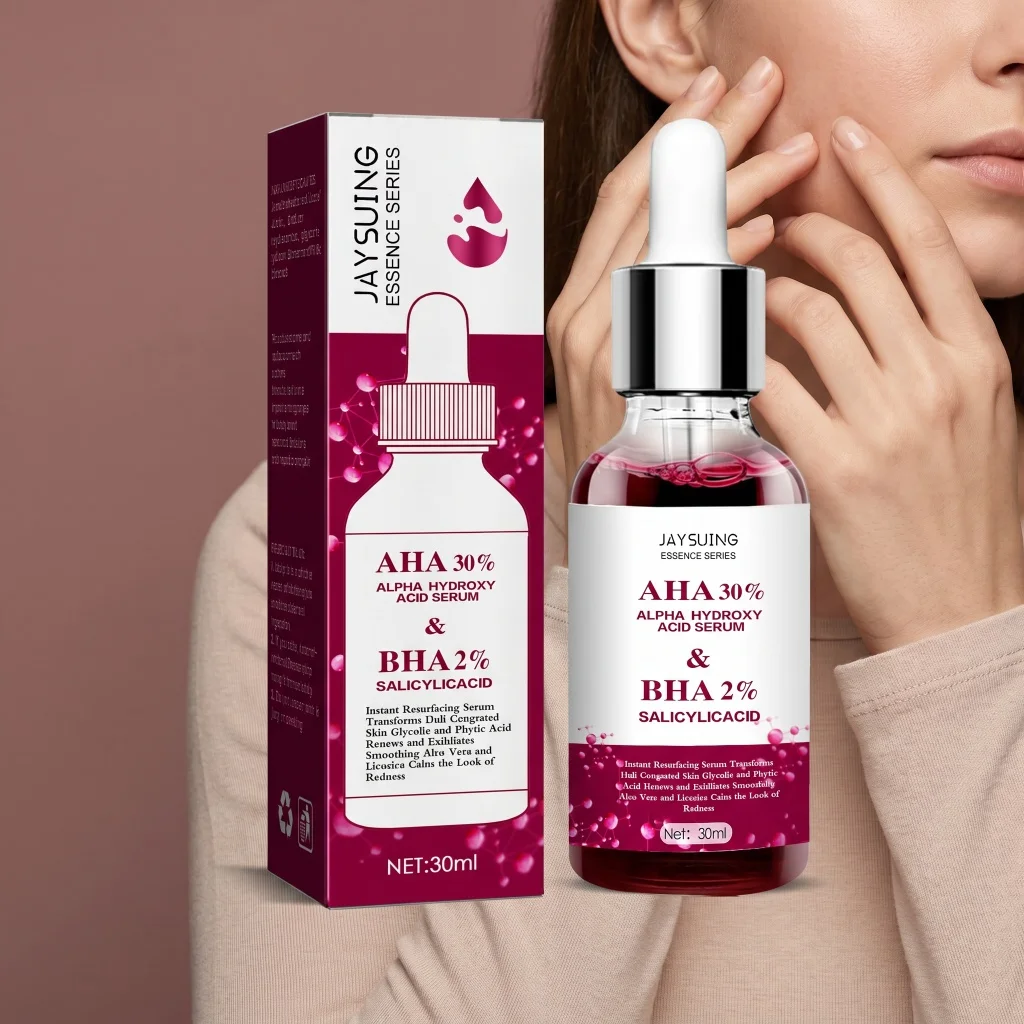 30% AHA BHA Resurfacing Serum Glycolic Acid Purify Clogged Pores Smooth Dull Skin Aloe Soothe Redness Gentle Exfoliating Essence