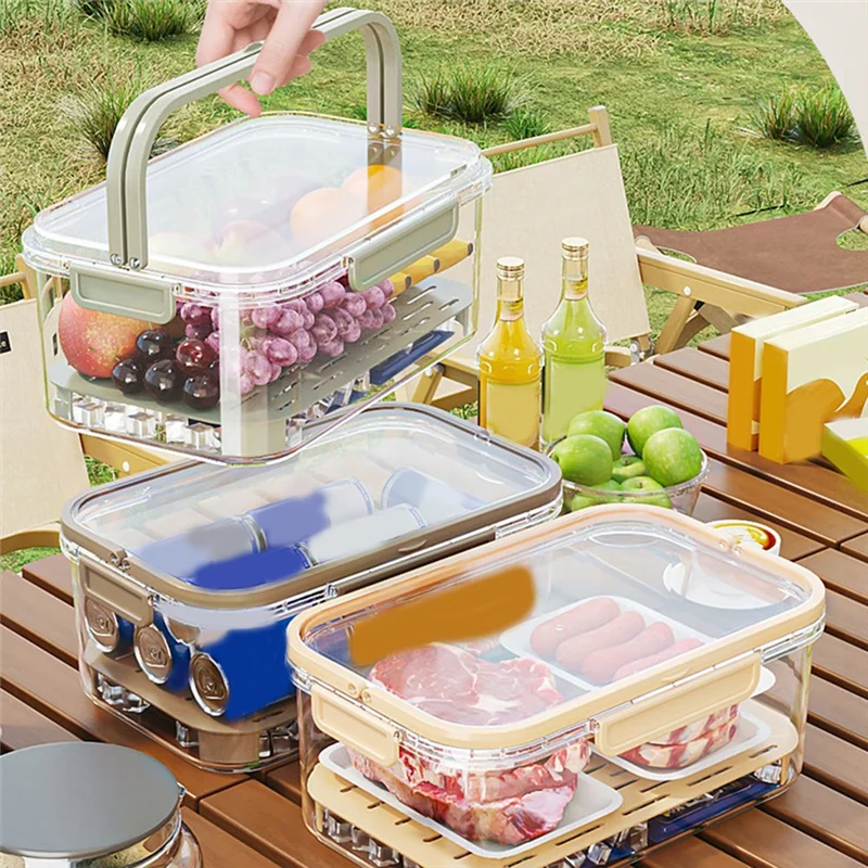 ABLQ Portable Refrigerator Fresh-Keeping Box,Large-Capacity Portable Crisper With Handle,Fruit Storage Containers For Fridge