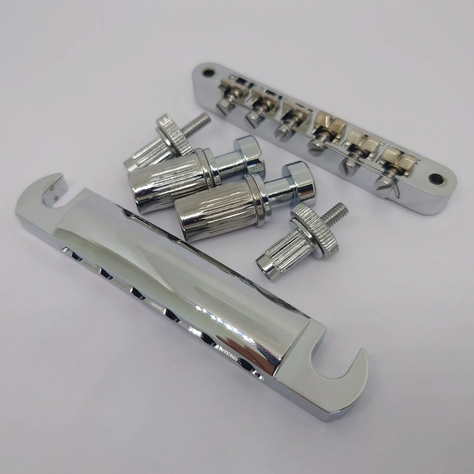 Guitar Fixed Saddle Bridge Tailpiece Set with ABR-1 Style Tune-O-Matic Bridge Chrome for ABR LP SG EPi Electric guitars