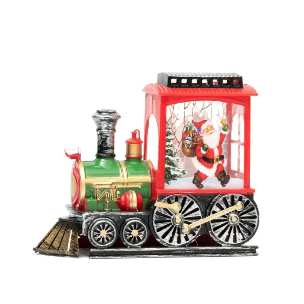 

2026 Crystal Ball Ornaments LED Lights with Electron Ag13x3 Train Santa Claus Decoration Crafts for Home Party Xmas Gift