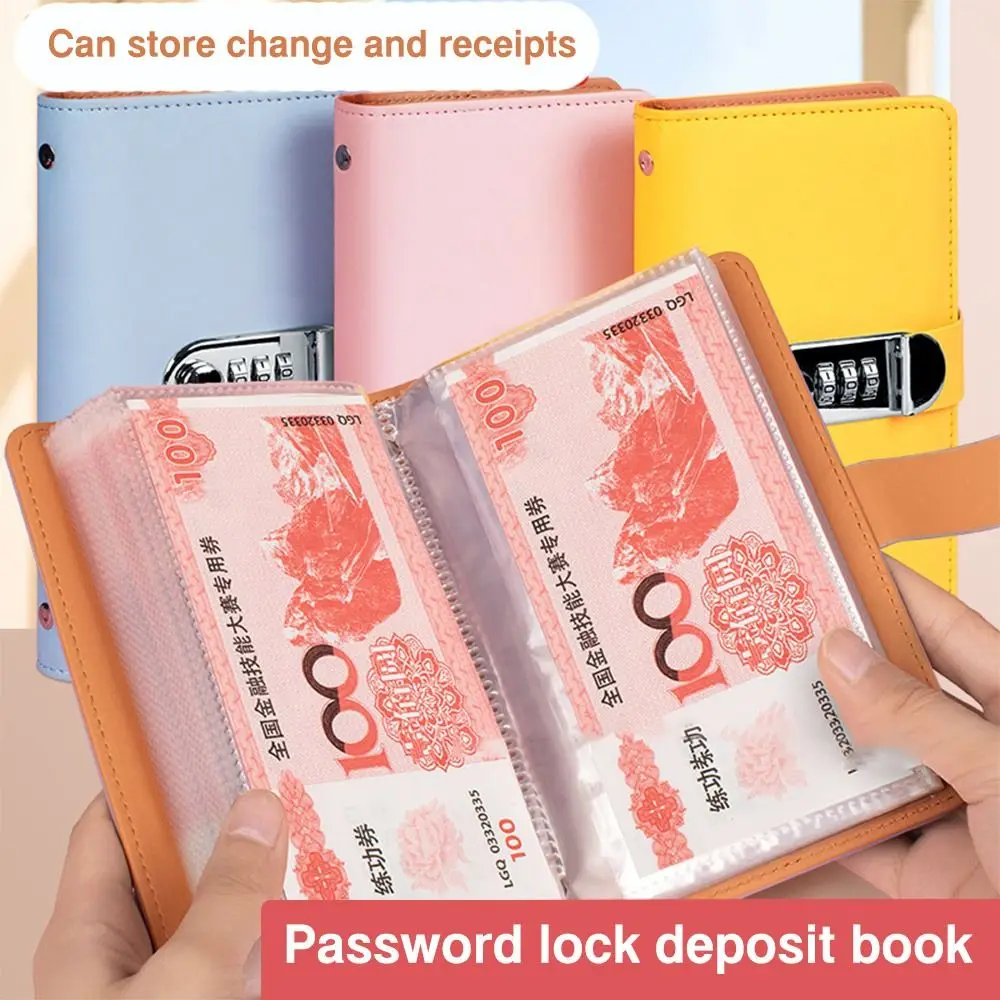 Save Money 100 Envelopes Money Saving Challeng PU With Password Lock Savings Challenges Sheets Reusable Large Capacity