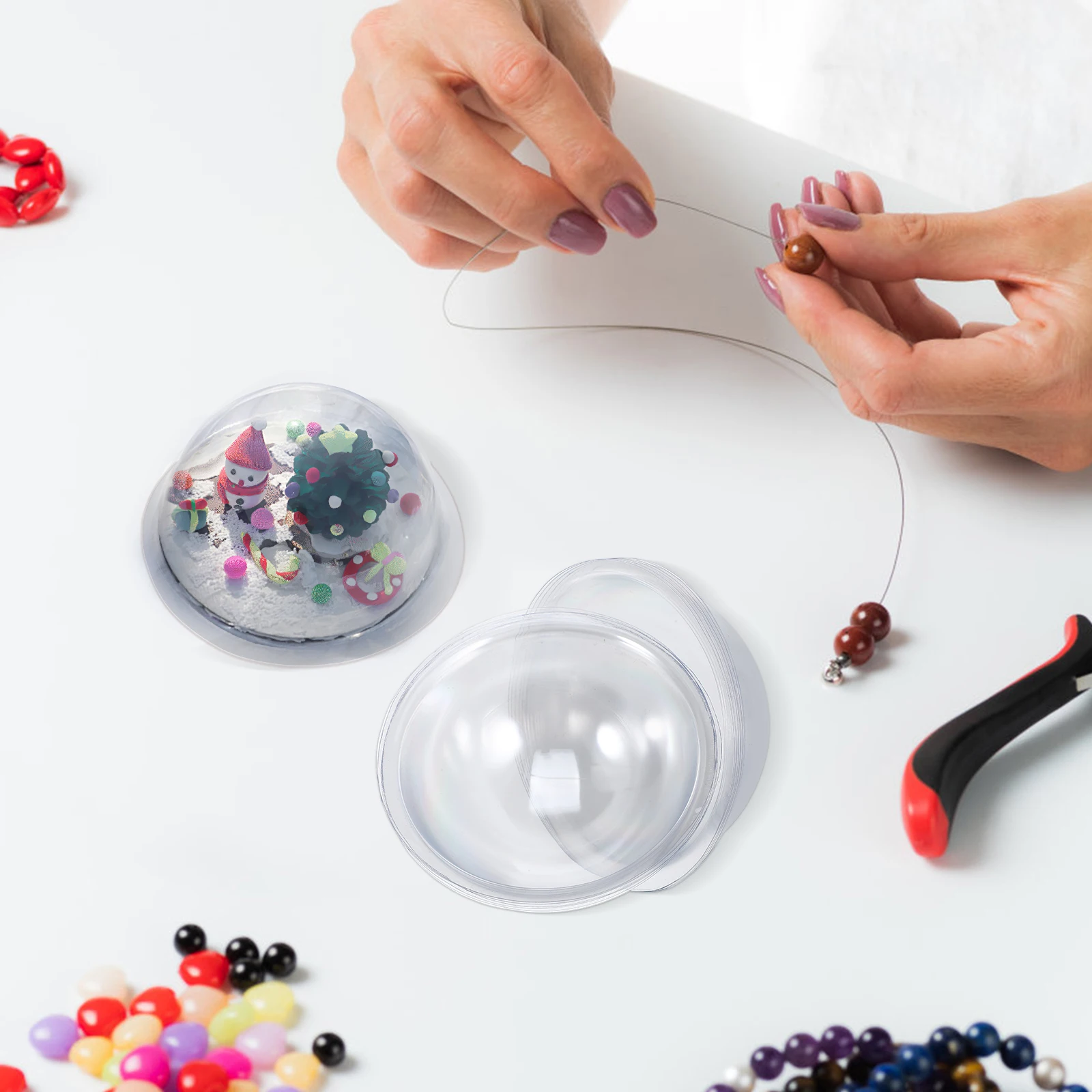 

20 Pcs Semicircular Micro Landscape Cover Candy Cards with Plastic Domes Clear for Crafts Snowball Cloche Half Ornament Pvc