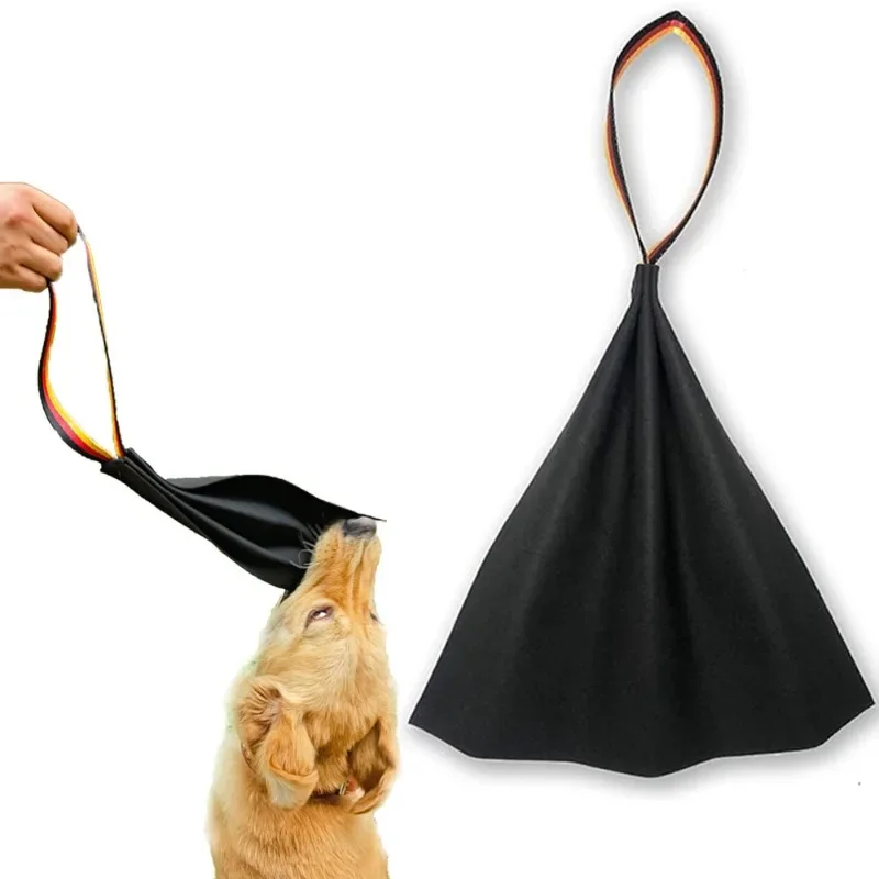 Dog Training Leather/Cloth Bite Rag K9 Puppy Toy Pet Biting Cloth to Train Bite Grip Play Tug of War Game with Handle