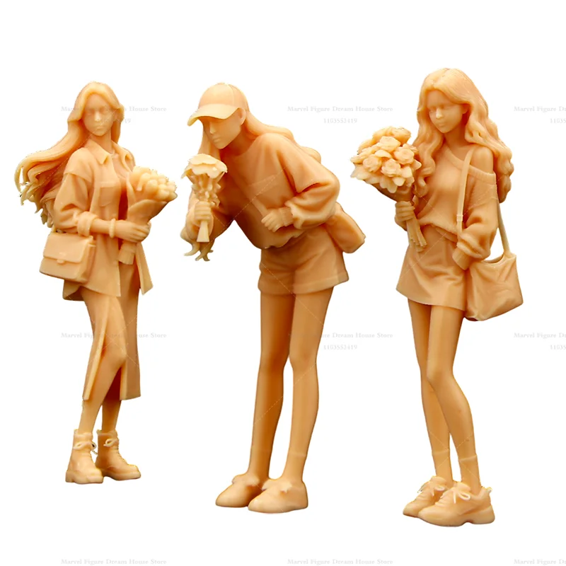 

1/64 масштаб 1/33, миниатюрная сцена, микро-куклы, романтический букет цветов и красивые женщины, белая мини-фигурка, модель A468