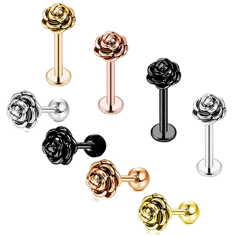 

Steel Ear Tragus Cartilage Piercing Crystal Flower Conch Lobe Earrings Barbell Piercing Orelha Ear Stud Helix Sexy Jewelry whole