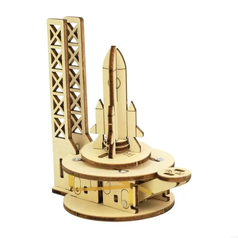 Wooden Spaceship Catapult Assembly Kits Toy with Elastic Powered Base, STEM Science Project for Classroom Learning and A2UB