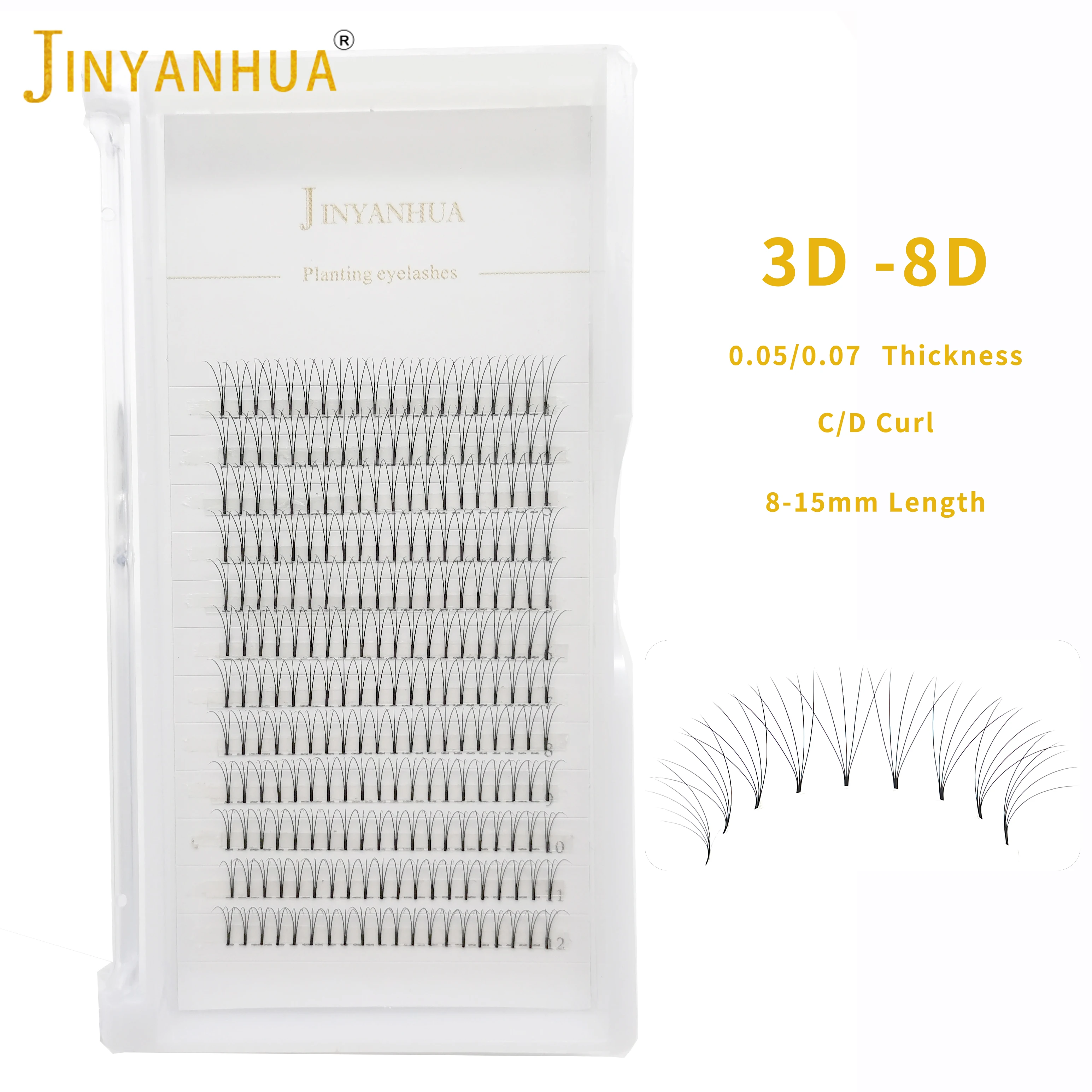 

Eyelash Extension 3D4D5D6D7D8D Premade Fans Lashes Short Stem .05|.07 Thick C D Curl 8mm-15mm Russian Volume Fans Lash Extension