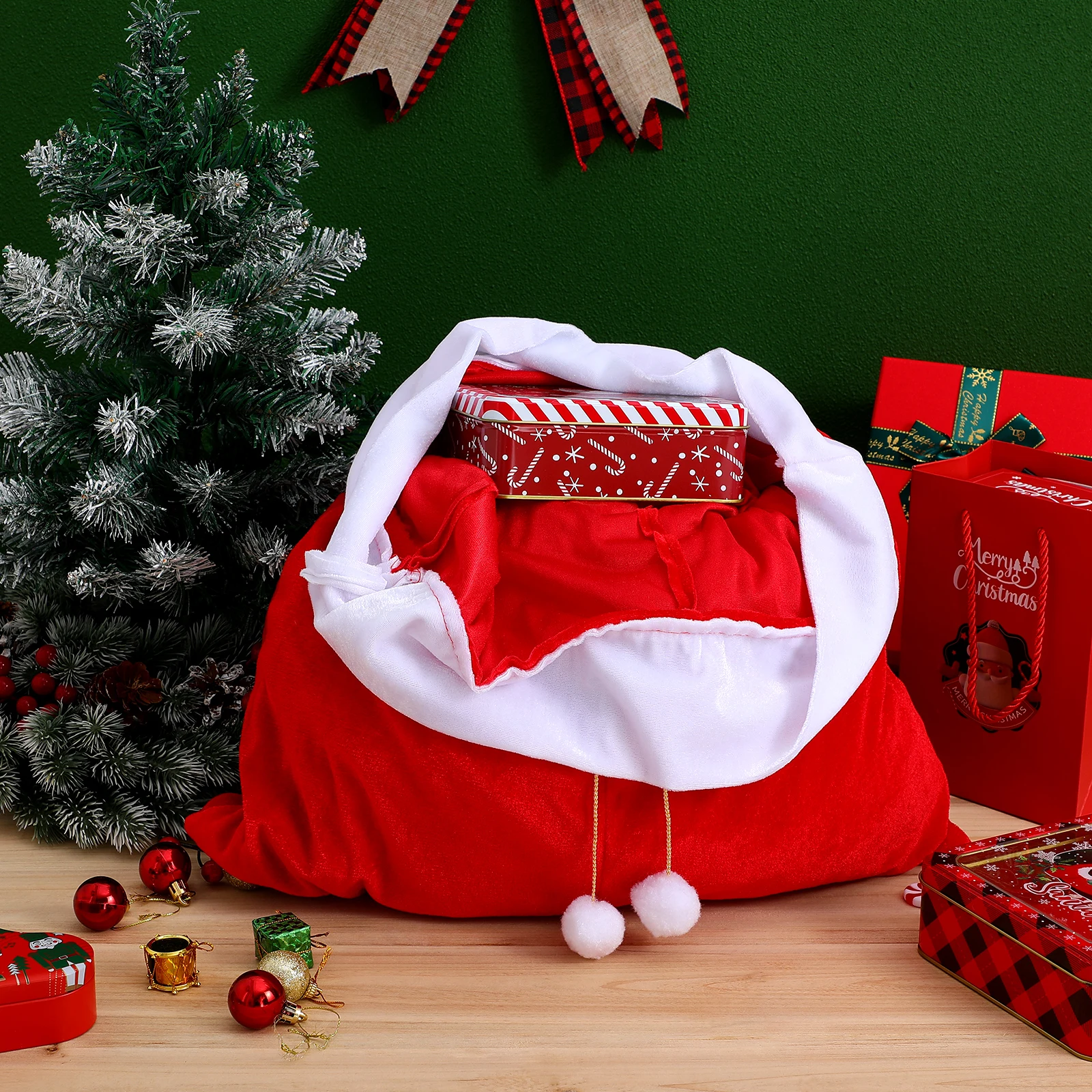 

Favor Gift Bag Christmas Red Large Present Sack Party Favors Bags Durable Fabric Wrap Storage For Wedding Candy Surprise
