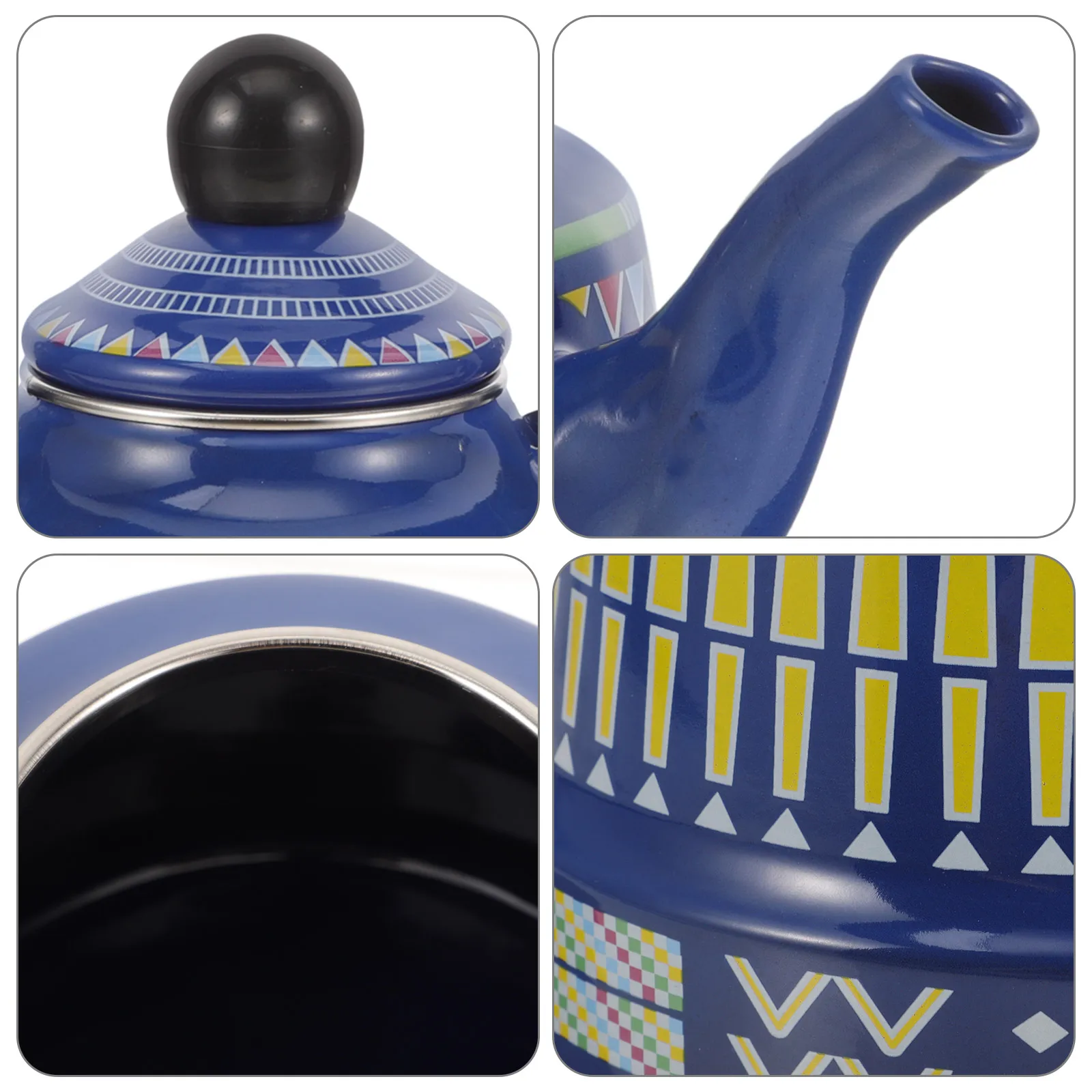 

Colorful Geometric Flower Teapot Vintage Teapots Stove Top Kettle Retro Stovetop Water Enamel