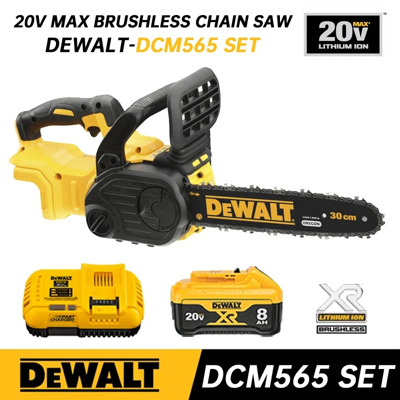 DEWALT 20V Cordless Brushless Chain Saw Wood Cutter Machine Rechargeable Engraving Saw Garden Cutter Power Tool DCM565 Kits