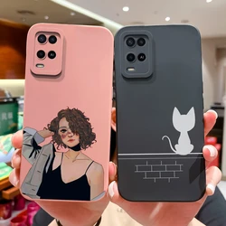 For OPPO A54 4G Cases Cute Cat Cartoons Matte Pattern Liquid Silicone Shell For OPPOA54 A 54 4G New Design High-quality Fundas