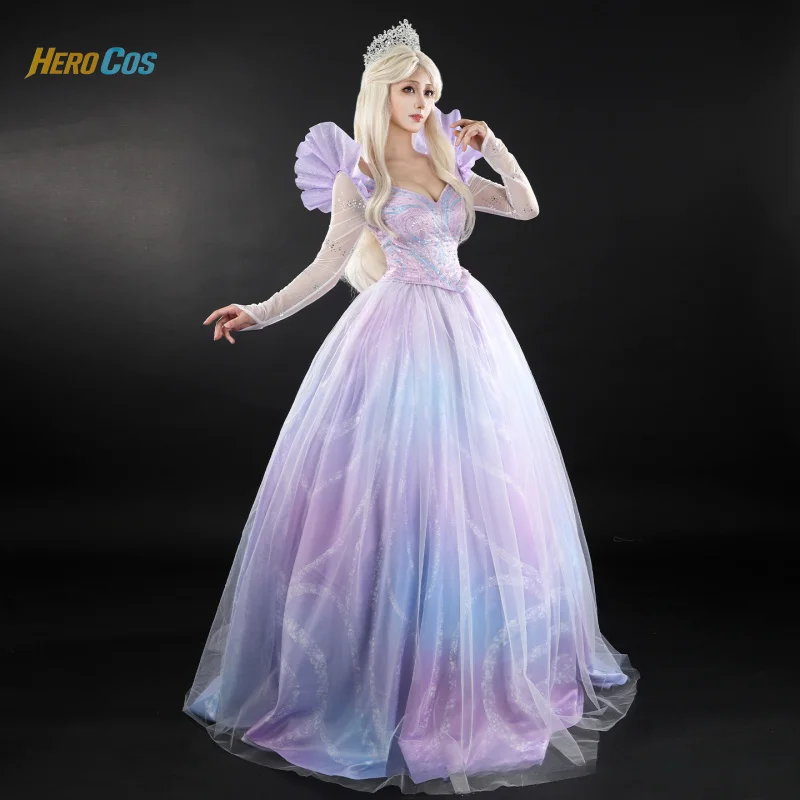 أزياء شريرة 2 Glinda لعام 2025 فستان الأميرة الرائع لحفلات الهالوين ملابس لعب الأدوار للنساء HERO Cos