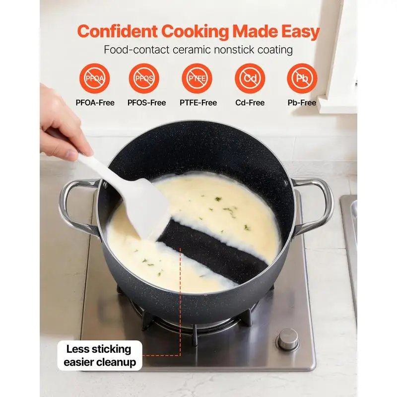 

Aluminum Stock Pot, 12-Quart Nonstick Ceramic Coated Pot with Glass Lid, PFOA-Free, PFAS-Free, Compatible with Gas Stoves, Induction Cooktops, Electric Stoves, for Soups, Stews, and Pasta