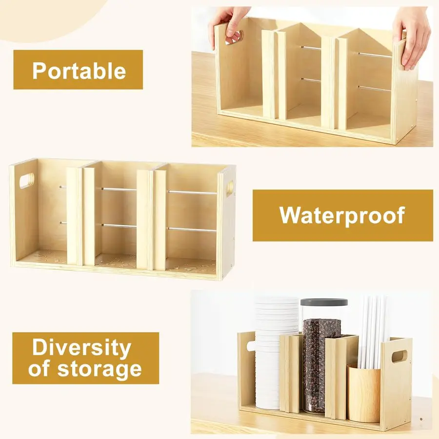 Органайзер с крышкой для чашек, 3 отделения с регулируемыми перегородками для настенного крепления на столешнице, одноразовое хранилище для чашек и крышек, кухня Restaura