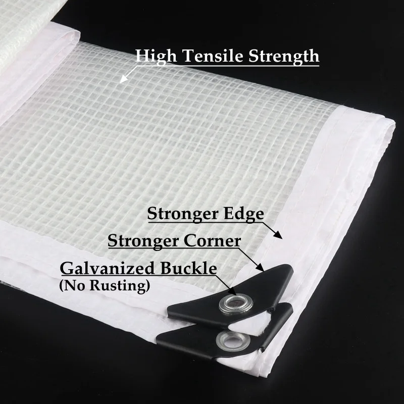 Bâche transparente en PE de 0.33mm, maille renforcée, tissu imperméable à la pluie, couverture imperméable pour plantes de balcon et terrasse, filet d'ombrage pour garder au chaud