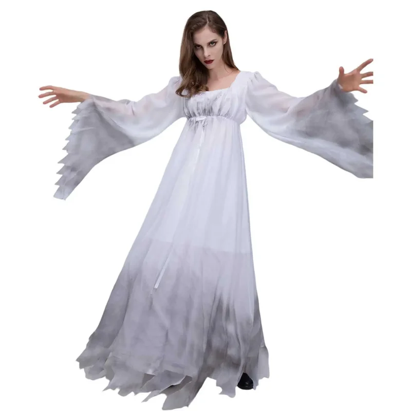 Bear's Den Ghost Bride Kostuum Vrouwen Uitlopende Mouw Lange Gothic Victoriaanse Jurken Halloween Cosplay Jurk Nieuw 2025