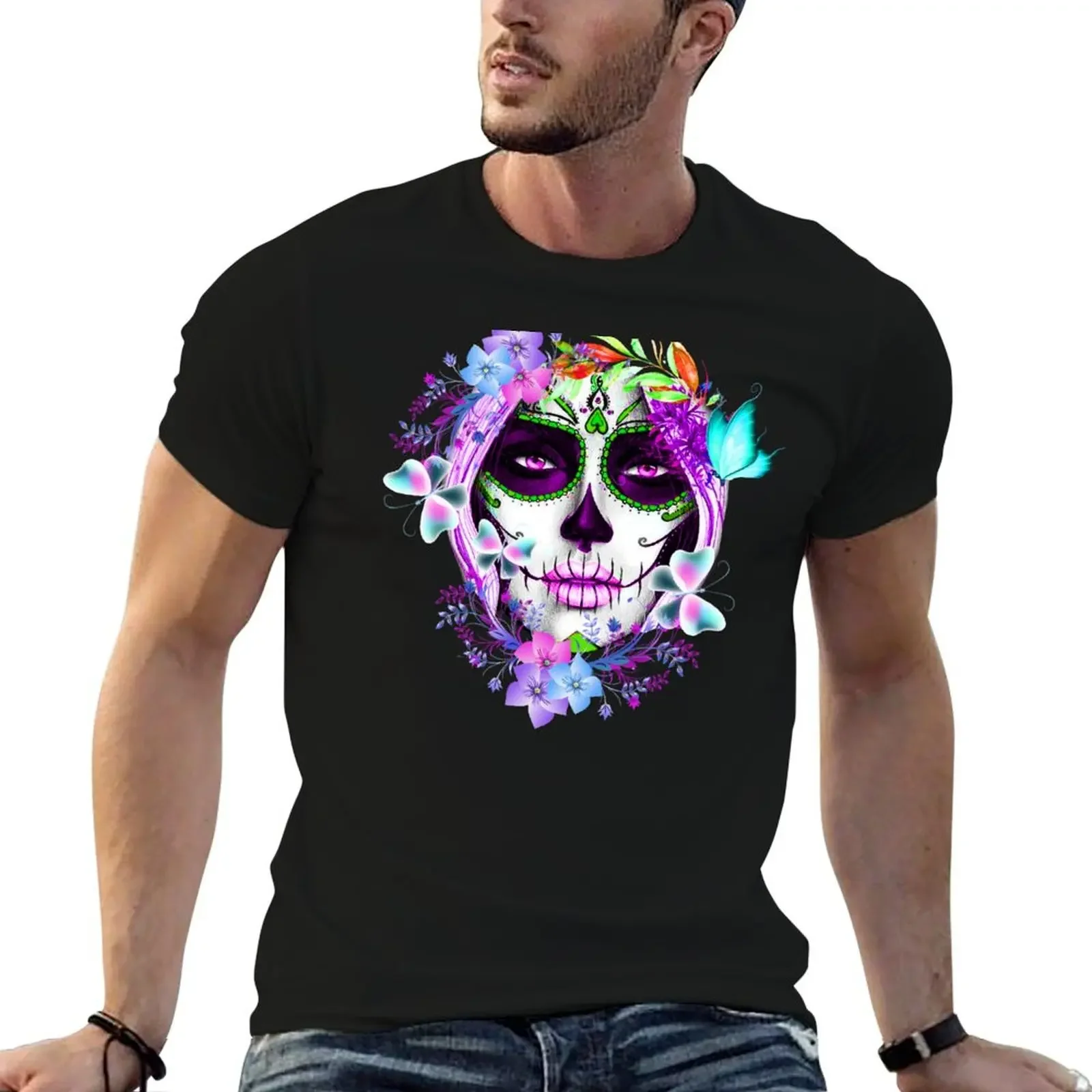 

Catrina, Mexican Sugar Skull Girl T-Shirt vintage t shirts plus size clothes t shirt men