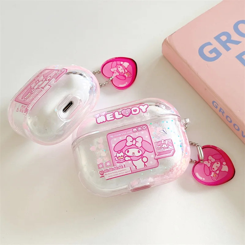 Sanrio Melody For Airpods Pro 2 Case 2022,Liquid Quicksand Hard PC Earphone Cover For Airpods 3rd Generation Case For Girls