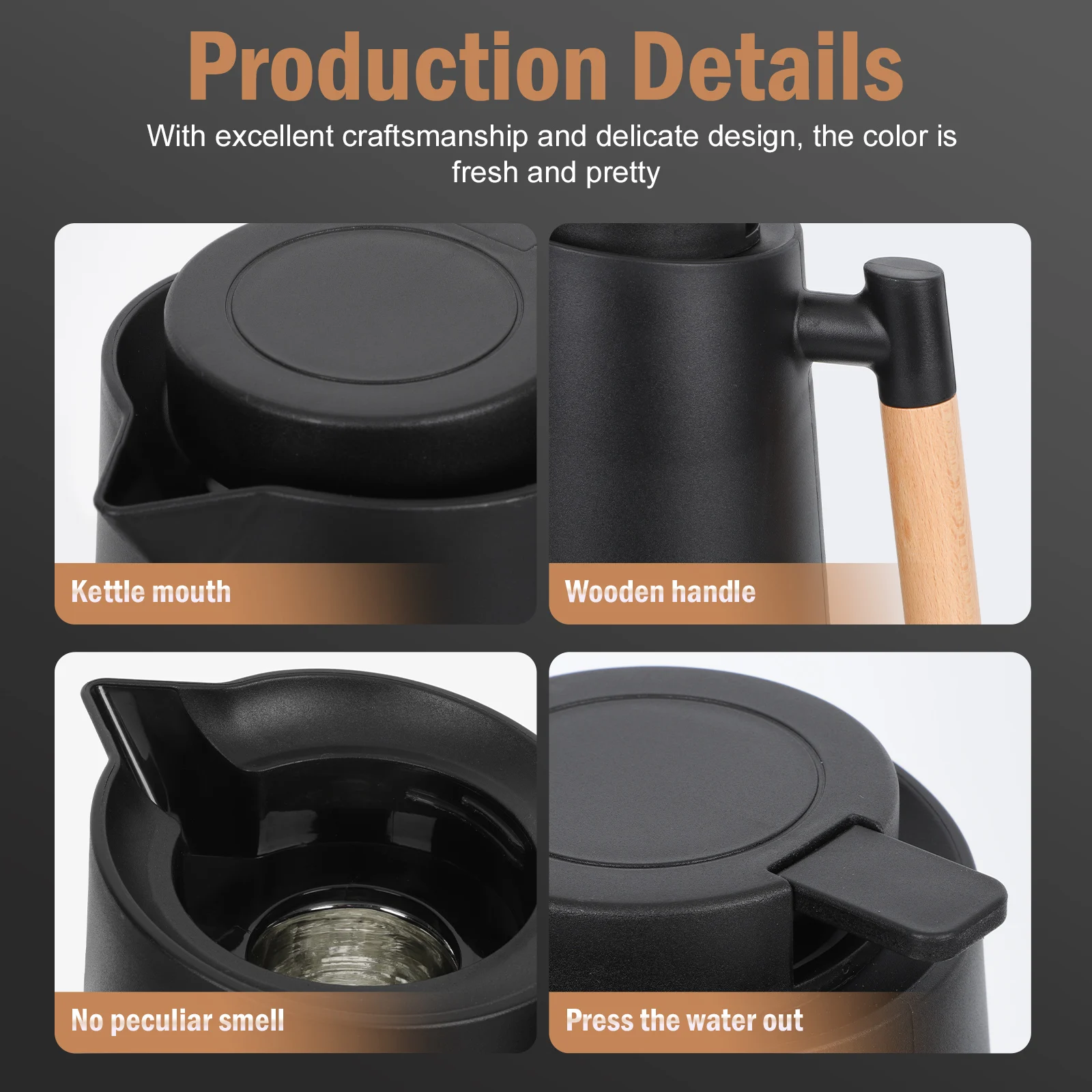 

2L Thermal Kettle Large Capacity Insulated Water Bottle For Hot Coffee Tea Keep Warm Portable Glass Liner Carafe For Home