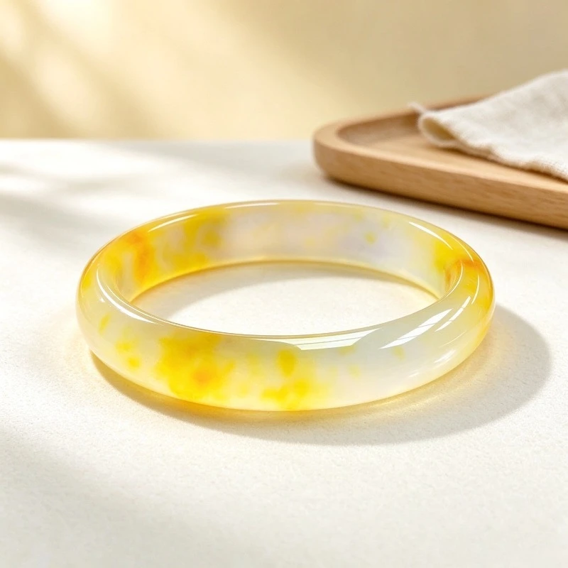 Exquisite Personalized High Ice Floral Flat Strip Light Yellow Bracelet