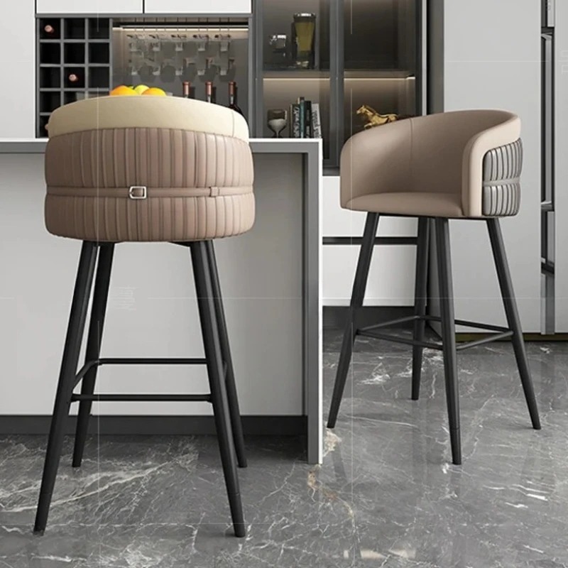 Italian Style Back Bar Stools Luxury Commercial Sustainable Kitchen Bar Stools High Chair Modern Sillas Barra High End Furniture