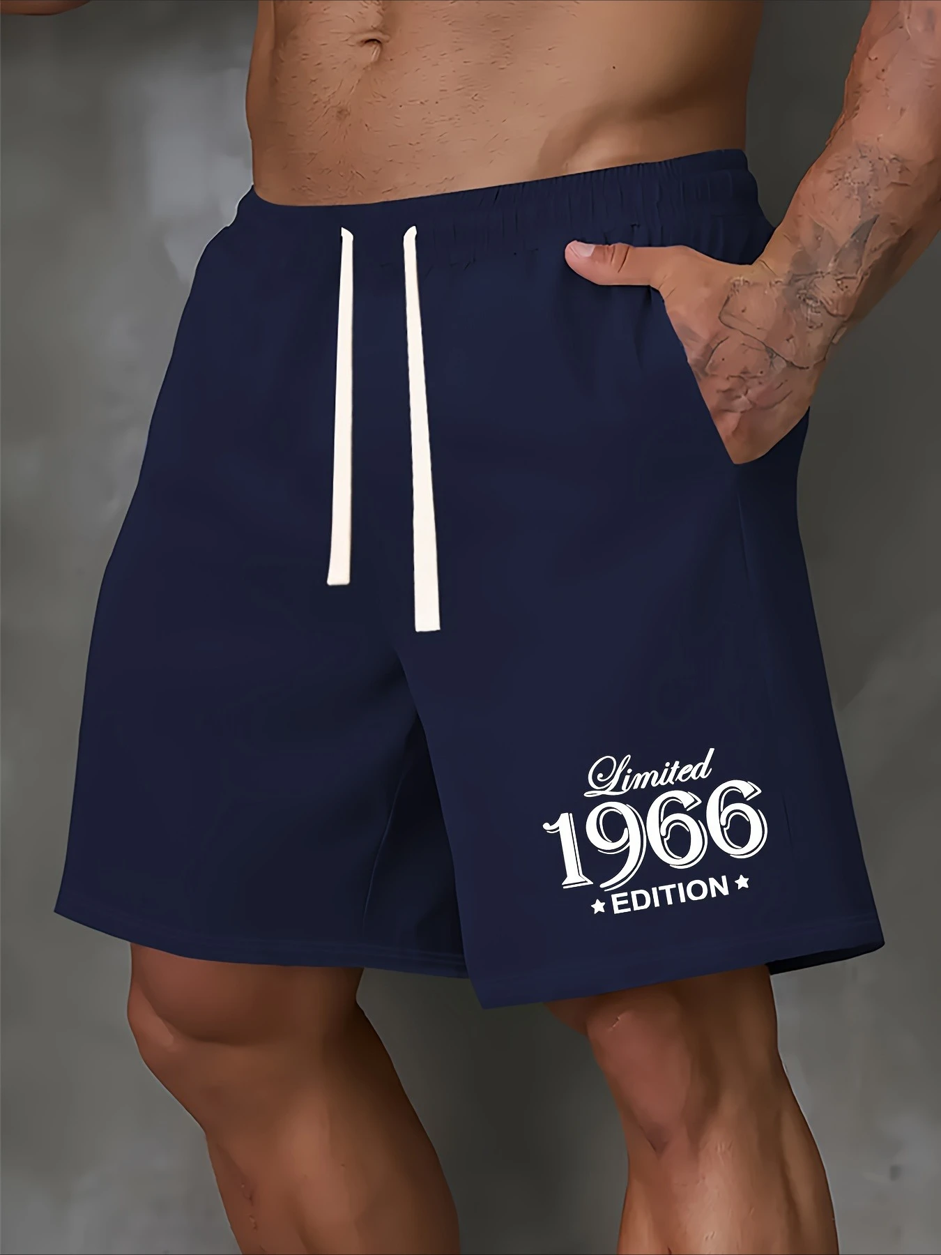

Men's Summer Fashion Number Print Casual Shorts Loose Fit Elastic Waistband with Drawstring Suitable for Everyday Wear