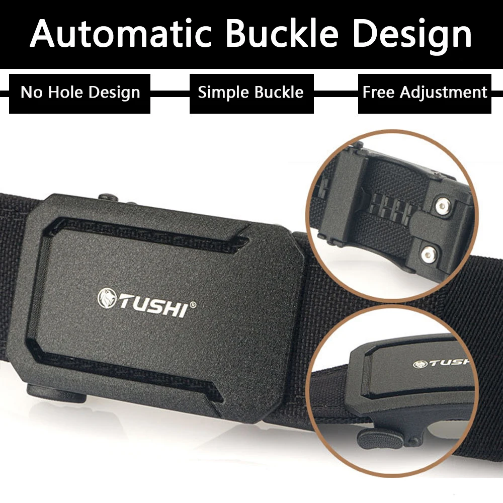 TUSHI marca 4.3 Pistola larga ispessita appesa cintura in tessuto di nylon a doppio strato versatile cintura da uomo con fibbia automatica tattica