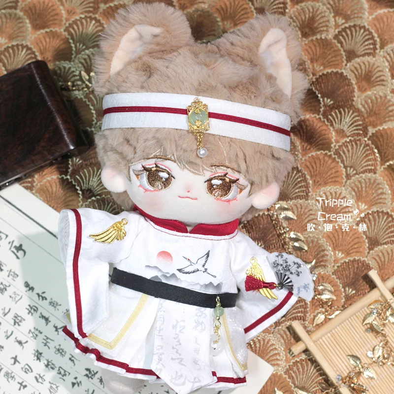 Pre-sale White Ancient Style Immortal Handsome Chinese Hanfu Hairband Boy Girl Cosplay Costume Outfits For 20cm Dress Up Clothes