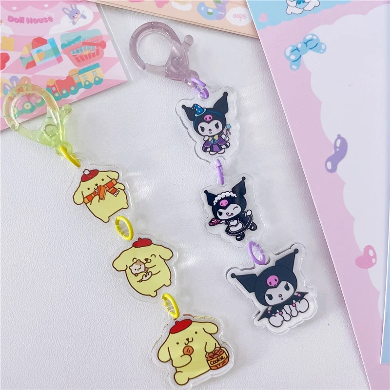 Cute Cartoon Keychain String Key Ring Chain Handbook Photo Album Backpack Pendant Girl Key Holder Kids Gift Korean Stationery