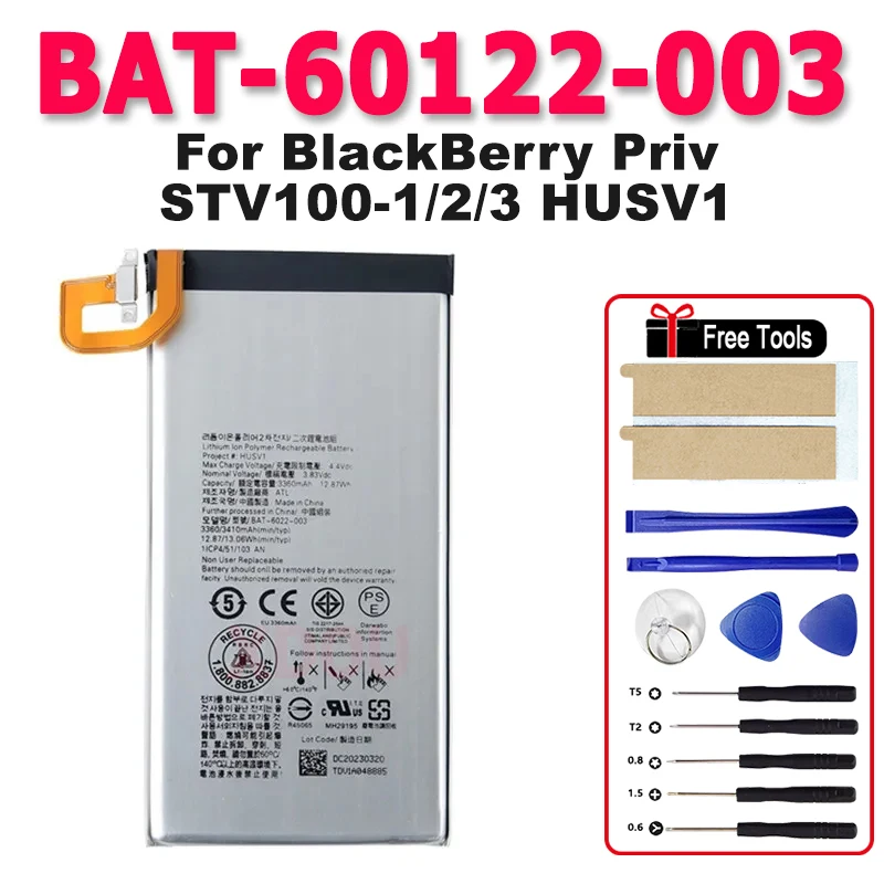 

Brand-New BAT-60122-003 3.8V 3360mAh Battery For BlackBerry Priv Priv STV100-1/2/3 HUSV1 Mobile phone + Free Tools