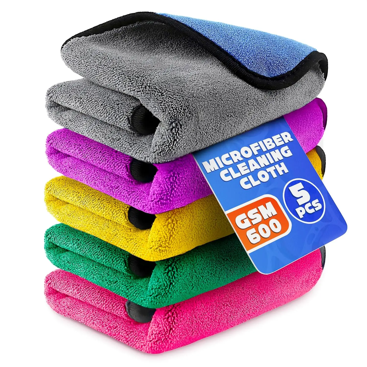 1/5pcs Microfiber Car Cleaning Rags Car Wash Drying Cloth Hemming Microfiber Towel Care Wash Cloth Car Detailing Accessories