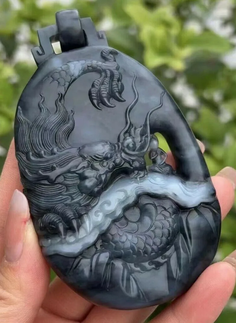 Naked Jade Dragon Jade Pendant, Cerâmica Cerâmica, Preto, Cerâmica, 100% natural, 155,8g