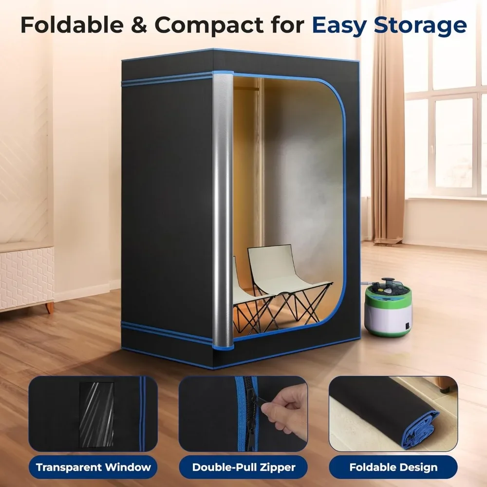 

Portable Sauna for Home, 2 Person Steam Saunas Tent with 4L Steamer, 2 Folding Saunas Chairs, Remote Control in-Home Spa, Sauna